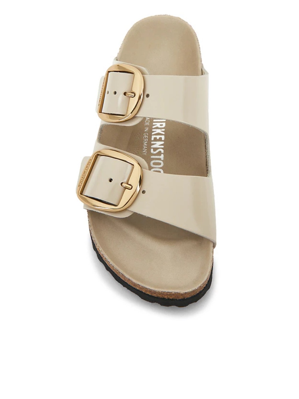 Birkenstock Women’s Arizona Patent Sandal - Cream with Gold Buckles